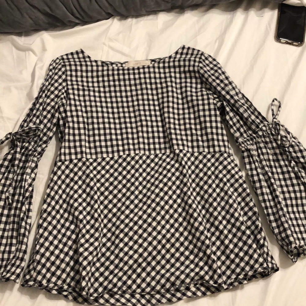 Black & white gingham peplum top